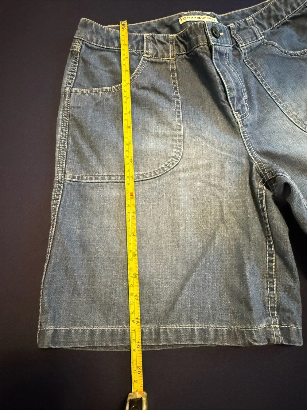 Tommy Hilfiger Denim Shorts Womens 12 Blue Jean Shorts Y2K 2000s Long Bermuda